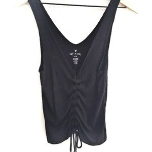 American Eagle Soft & Sexy Black Lace Up Top